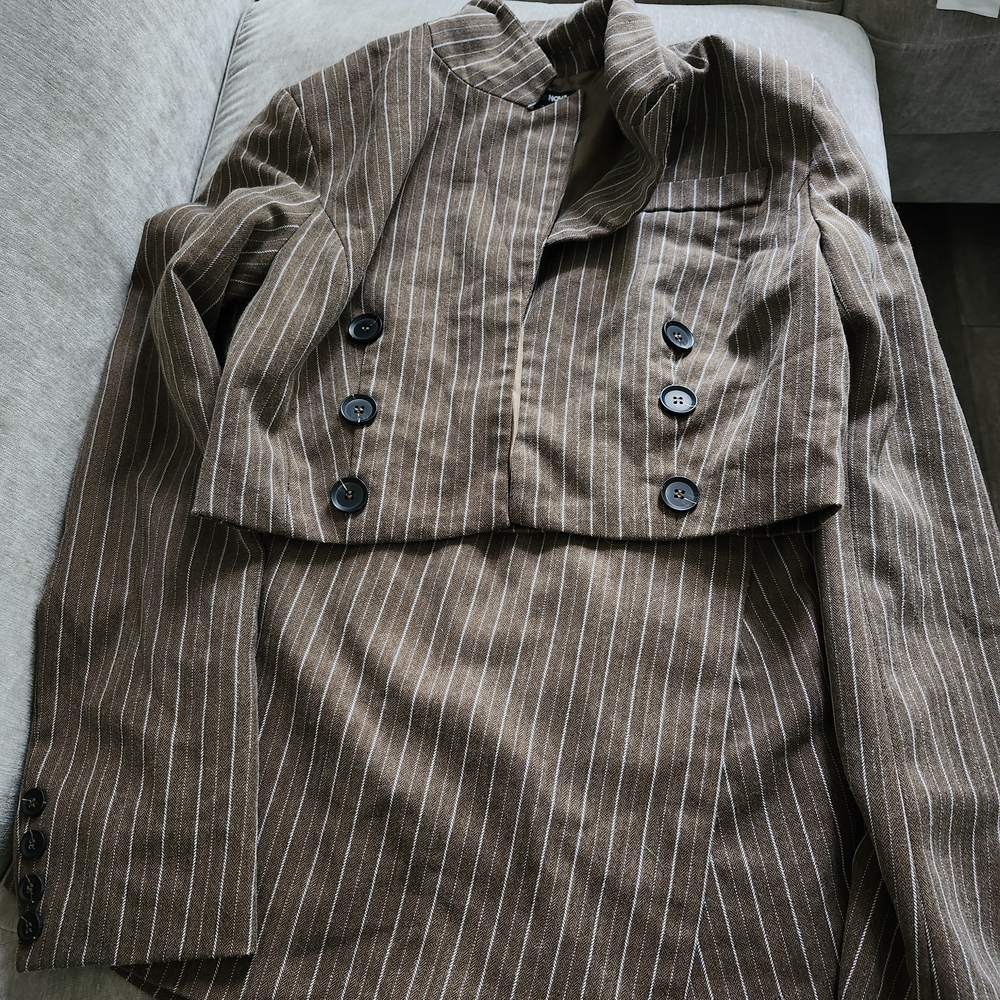 Fashion Nova Brown Striped Blazer